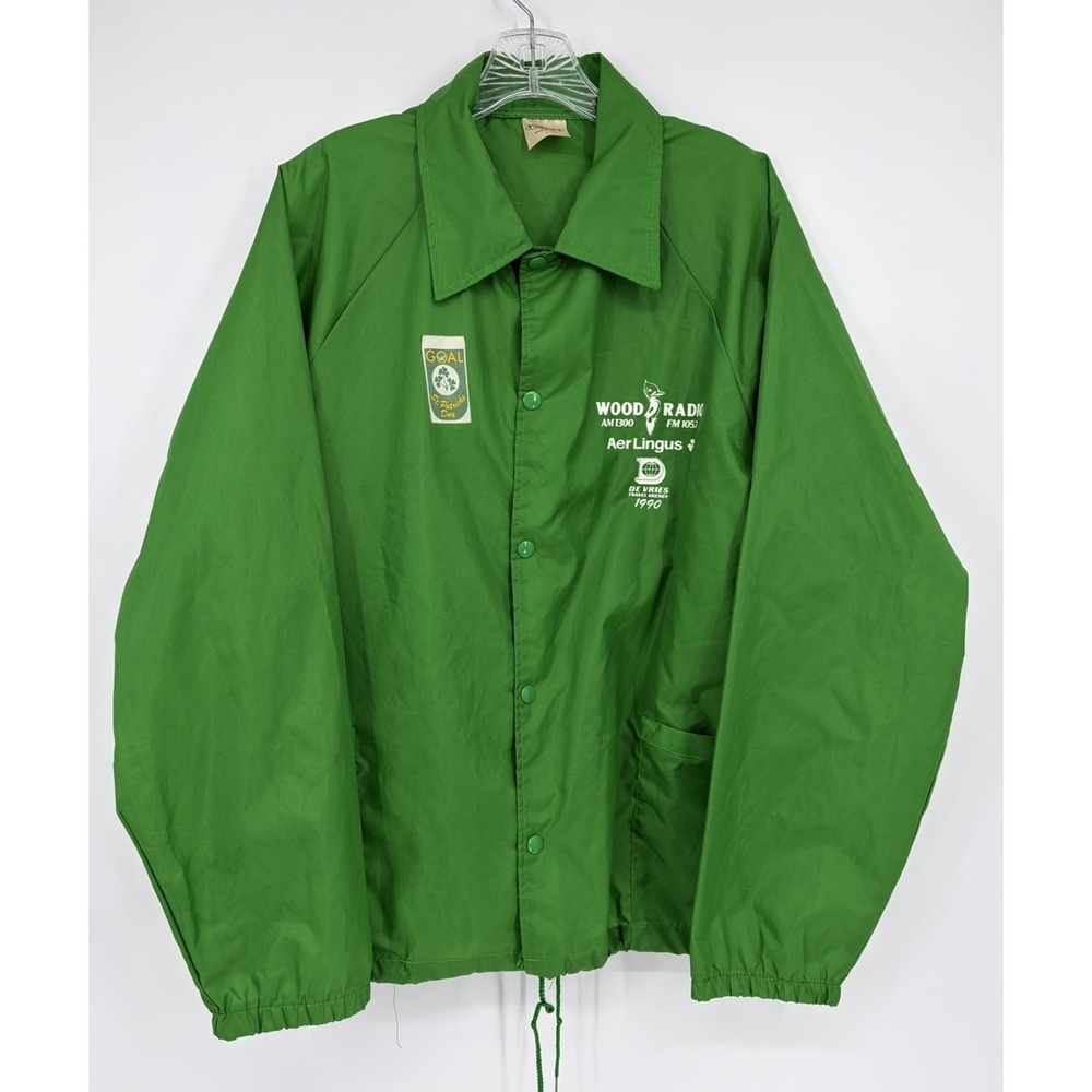 Vintage Auburn Sportswear Snap Front Jacket Windbreaker Large Nylon Aer Lingus